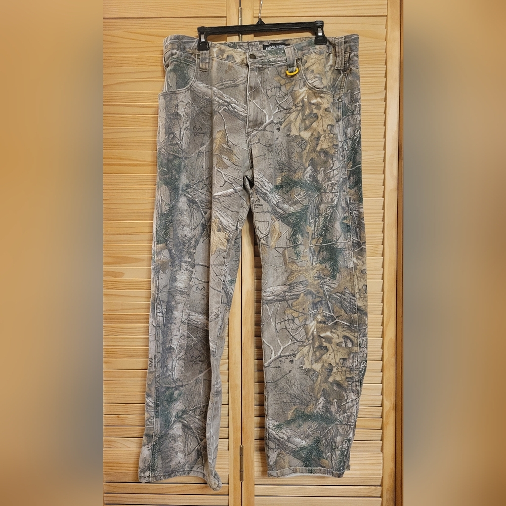 RealTree Jeans Mens Green Camo Hunting‎ Hiking Cotton Denim Outdoors 36x32